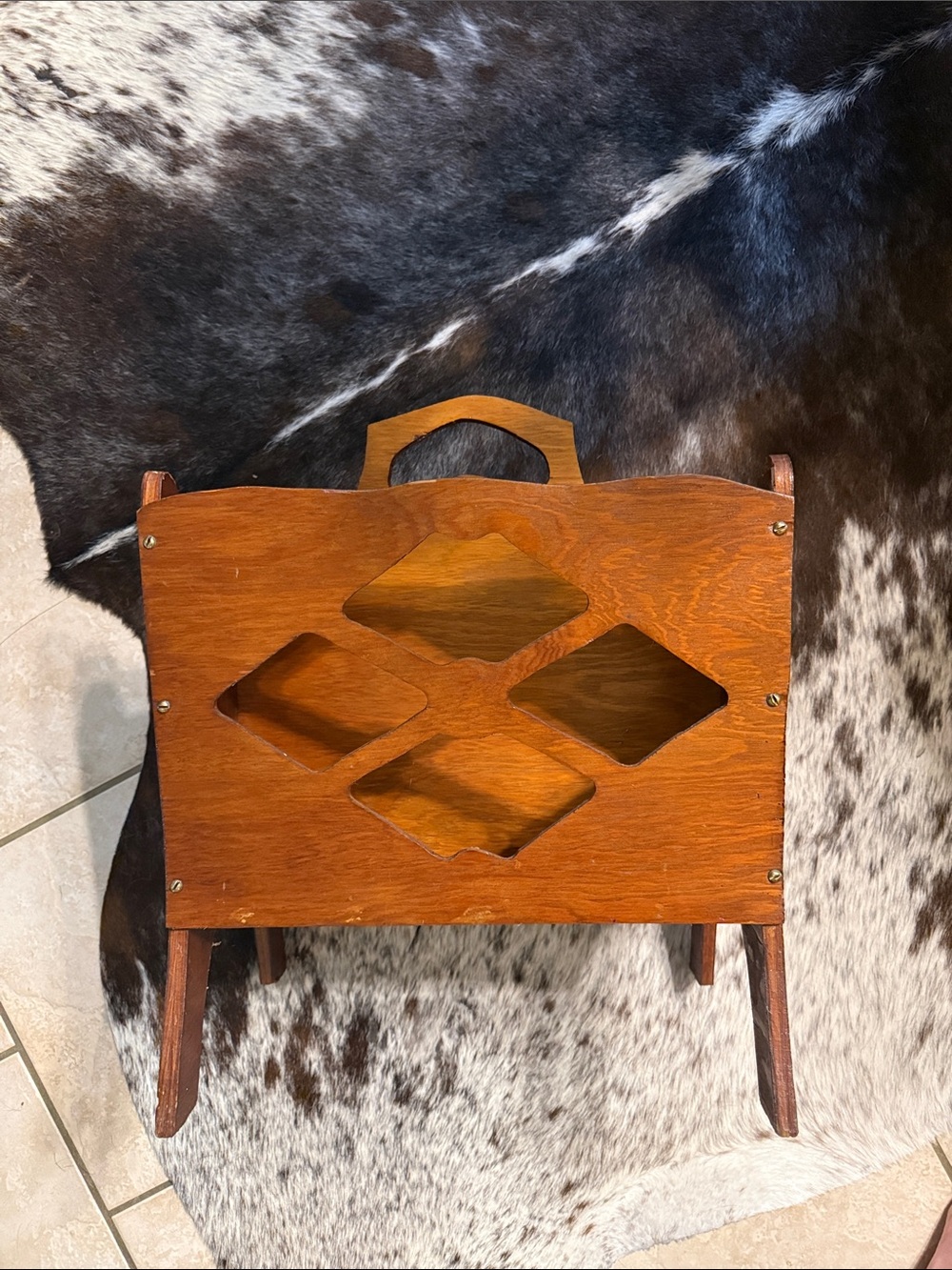 Vintage Wooden Magazine Rack - Warm Brown